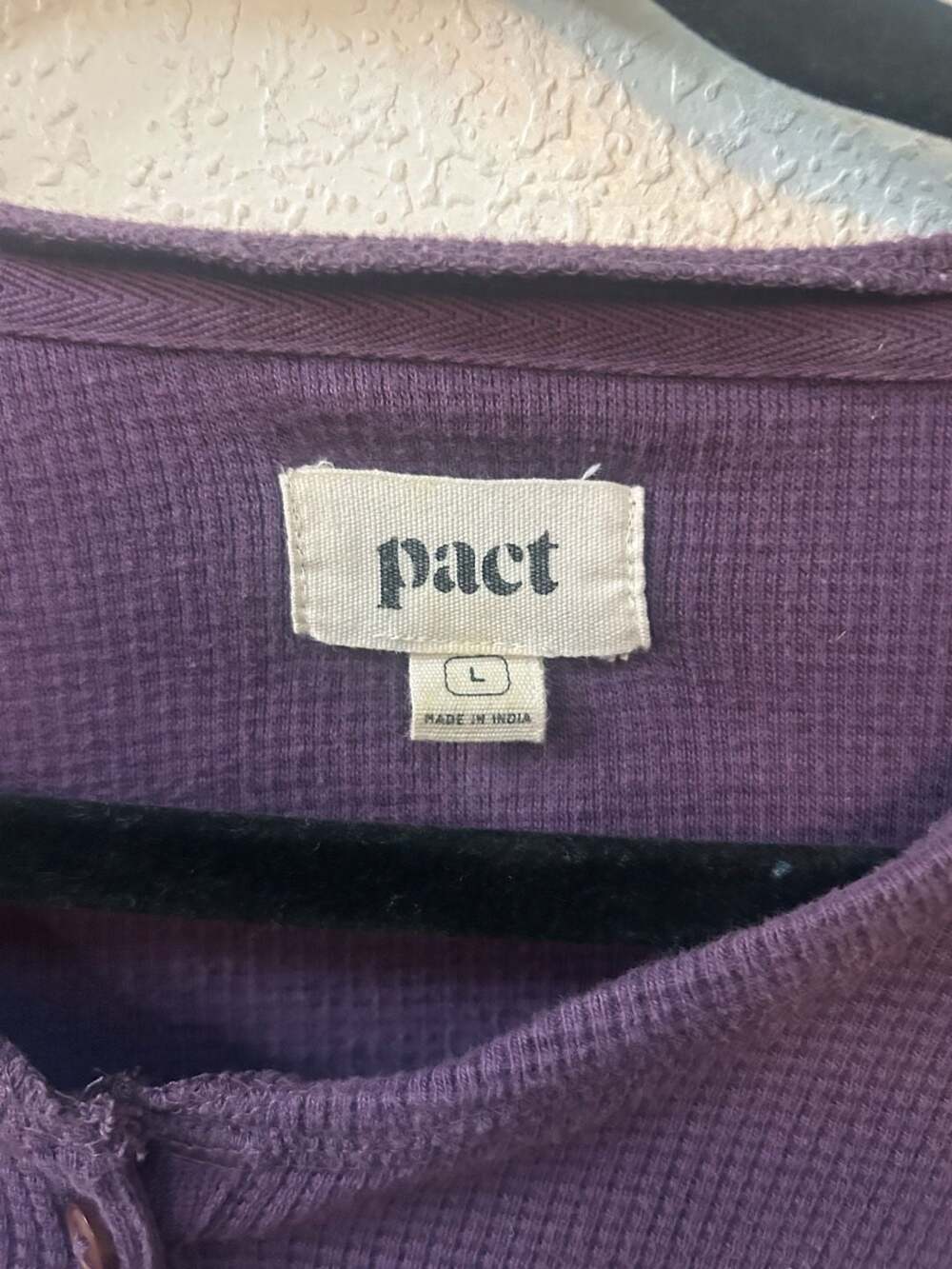 Pact Organic Cotton Waffle Henley Long Sleeve Purple Size L